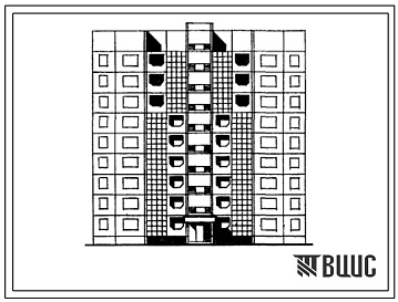 Фасады Типовой проект 143-07/1.2 Блок-секция рядовая девятиэтажная 36-квартирная 2Б-2Б-3Б-3Б.
