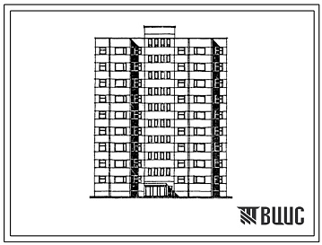 Фасады Типовой проект 133-015.13.87 Блок-секция рядовая 9-этажная 36-квартирная 2-3-3-2. Для строительства в Эстонской ССР.