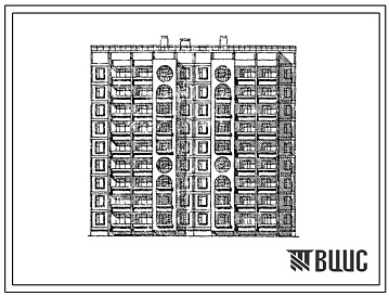 Фасады Типовой проект 158-026с.13.88 Девятиэтажная блок-секция с торцевыми окончаниями на 54 квартиры. Для Киргизской ССР