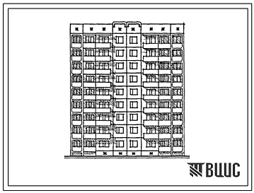 Фасады Типовой проект 135-0283п.13.86 Девятиэтажная блок-секция рядовая на 36 квартир. (Ввод опубл. в И-10-86)