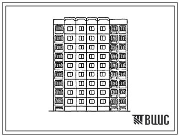 Фасады Типовой проект 135-0284п.13.86 Девятиэтажная блок-секция торцевая левая на 36 квартир. (Ввод опубл. в И-10-86)