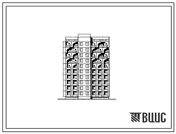 Фасады Типовой проект 92-048с.13.88 Девятиэтажная блок-секция торцевая левая на 40 квартир. Для Грозного