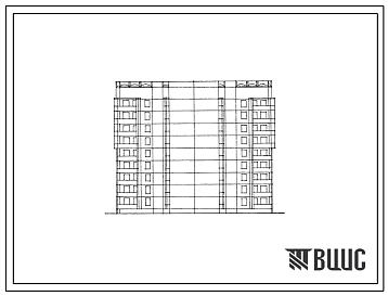 Фасады Типовой проект 134-052.13.87 Девятиэтажная блок-секция трехлучевая на 45 квартир. Для Волгоградской области