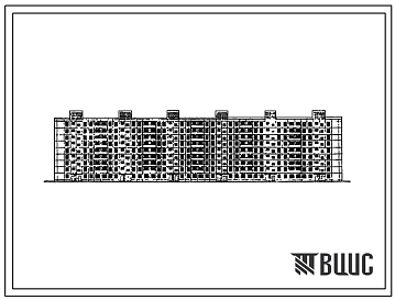 Фасады Типовой проект 1-464ДС-42 Девятиэтажный шестисекционный крупнопанельный жилой дом на 216 квартир