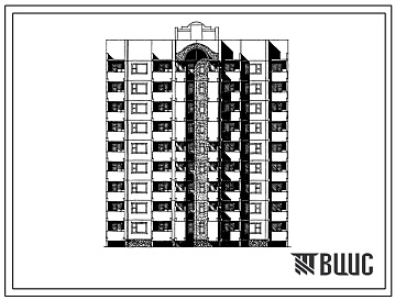 Фасады Типовой проект 90-0104.13.86 9-этажная 36-квартирная блок-секция рядовая для строительства в г. Воронеже и Воронежской области