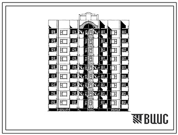 Фасады Типовой проект 90-0107.13.86 9-этажная 36-квартирная блок-секция торцевая левая для строительства в г. Воронеже и Воронежской области