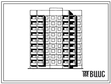 Фасады Типовой проект 91-050.13.86 Блок-секция рядовая 9-этажная 36-квартирная 1Б-2Б-3Б-4Б для Белгородской области