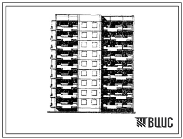 Фасады Типовой проект 92-025с/1 Блок-секция 9-этажная 36-квартирная торцовая левая 1Б-2Б-2Б-3Б
