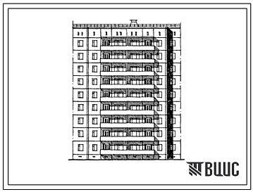 Фасады Типовой проект 105-0121с.13.87 Блок-скция 9-этажная 36-квартирная рядовая с торцовыми окончаниями 3Б.2Б.1Б.4Б для Киргизской ССР