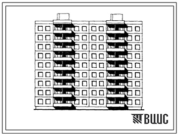 Фасады Типовой проект 106-07С 9-этажная каркасно-панельная блок-секция на 36 квартир, рядовая (4Б.4Б - 4Б.4Б)