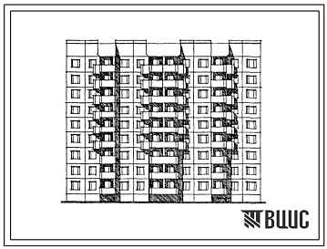 Фасады Типовой проект 112-038.86 Крупнопанельные жилые дома. Блок-секция 9-этажная 72-квартирная меридиональная 1Б.1Б.2Б.2Б.2Б.2Б.2Б.2Б