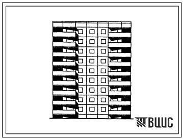Фасады Типовой проект 121-0149.13.87 9-этажная рядовая блок-секция на 36 квартир 1.2.3.3. для строительства в Оренбургской области