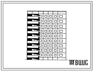 Фасады Типовой проект 121-0151.13.87 9-этажная торцевая правая блок-секция на 36 квартир 2.2.2.3 для строительства в Оренбургской области