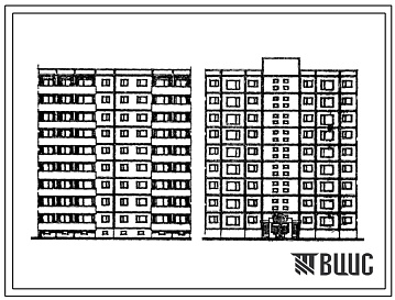 Фасады Типовой проект 133-014.13.86 Блок-секция 9-этажная 36-квартирная рядовая 4-1-2-3 (для строительства в Эстонской ССР)