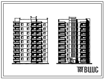 Фасады Типовой проект 135-081с Блок-секция 9-этажная 18-квартирная поворотная с торцевым окончанием 4Б-2Б (прямая)