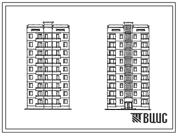Фасады Типовой проект 135-0122с.86 9-этажная 18-квартирная рядовая с торцовыми окончаниями блок-секция 3Б-2Б
