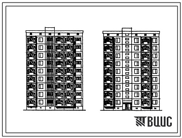Фасады Типовой проект 150-012с.13.86 Блок-секция 9-этажная 18-квартирная рядовая 3Б.5Б (для Азербайджанской ССР)