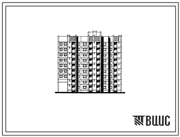 Фасады Типовой проект 152-024.13.86 9-этажная рядовая блок-секция на 36 квартир 1Б-2Б-3Б-4Б-5Б с проездом справа (для строительства в г. Гомеле и Гомельской области) 