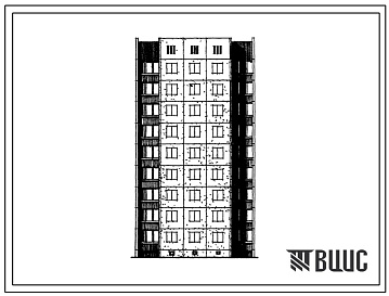 Фасады Типовой проект 1-464АС-089с Полусекция 9-этажная 18-квартирная рядовая с торцевыми окончаниями без лестничной клетки 2Б-3Б (правая)