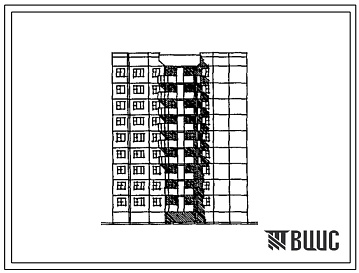 Фасады Типовой проект 112-080.90 Блок-секция 9-этажная 36-квартирная торцевая правая 1.2.3.4