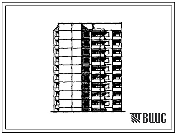 Фасады Типовой проект 120-046.13.89 Блок-секция 9-этажная 36-квартирная торцевая левая 1-2-3-3 (для городского строительства в Литовской ССР)