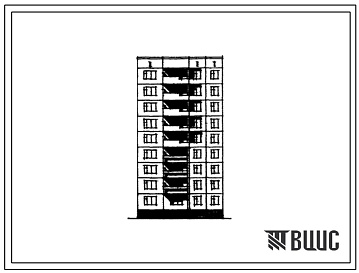 Фасады Типовой проект 97-0117/1 Девятиэтажная рядовая полублок-секция основная правая ОР4п-2Б-3Б.