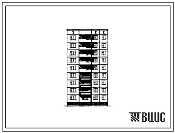 Фасады Типовой проект 97-0118/1 Девятиэтажная рядовая полублок-секция основная левая ОР5л-2Б-4А.