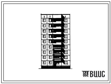 Фасады Типовой проект 97-0119/1 Девятиэтажная рядовая полублок-секция основная правая ОР5п-2Б-4А.
