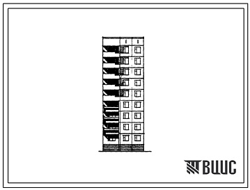 Фасады Типовой проект 97-0110/1 Девятиэтажная рядовая полублок-секция дополнительная левая ДРIл-2Б.-2Б.