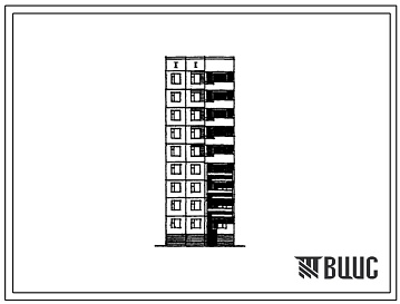 Фасады Типовой проект 97-0112/1 Девятиэтажная рядовая полублок-секция дополнительная левая ДР1л-2Б.-3Б.