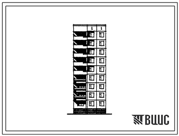 Фасады Типовой проект 97-0113/1 Девятиэтажная рядовая полублок-секция дополнительная правая ДР1л-2Б.-3Б.
