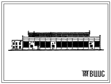 Фасады Типовой проект 816-83 Ремонтная мастерская со специализированными линиями ремонта на 300 шасси комбайнов СК-4, 200 тракторов К-700, 250 тракторов С-80 и 450 комплектов их агрегатов в год. Стены из панелей. (Главный корпус).