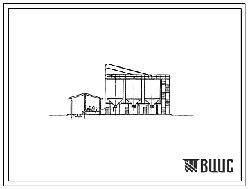 Фасады Типовой проект 705-1-26 Прирельсовые склады силосного типа емкостью 500, 1000 и 1500 т для хранения фосфоритной муки и известковых материалов (с металлическими силосами емкостью по 250 т).