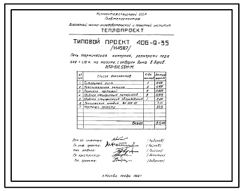 Состав ТИповой проект 406-9-35 Печи термические камерные размерами пода 0,58х1,16 м на мазуте и газе низкого и высокого давления с отводом дыма вверх и в боров