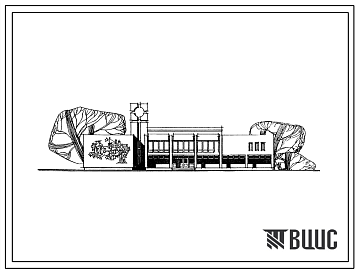 Фасады Типовой проект 264-12-136 Сельский дом культуры с залом на 300 мест с административными, для строительств в 1В климатическом подрайоне, 2 и 3 климатических районах