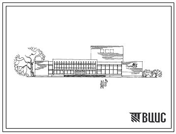 Фасады Типовой проект 264-12-128 Сельский дом культуры со зрительным залом на 400 мест для строительства в 1В климатическом подрайоне, 2 и 3 климатических районах
