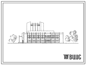 Фасады Типовой проект 264-12-146 Районный дом культуры со зрительным залом на 500 мест со стенами из кирпича.