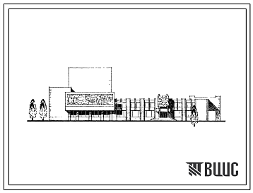 Фасады Типовой проект 264-12-152 Районный дом культуры, со стенами из кирпича, с залом на 700 мест. Для строительства в IВ климатическом подрайоне, II и III климатических районах.