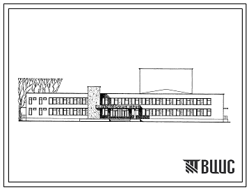 Фасады Типовой проект 264-12-101 Сельский дом культуры на 400 мест для строительства во 2 и 3 климатических районах.