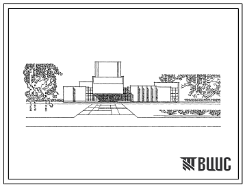 Фасады Типовой проект 264-12-210 Городской дом культуры с залом на 500 мест. Со стенами из кирпича. Для строительства в 1В климатическом подрайоне, 2 и 3 климатических районах