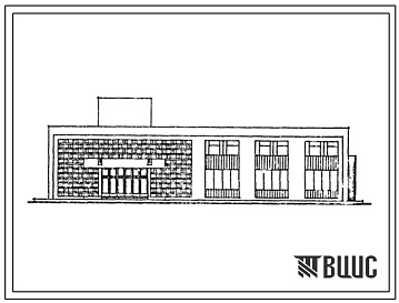 Фасады Типовой проект 264-12-245с.85 Сельский дом культуры с залом на 300 мест. Для строительства в 3Б,4Б,4В климатических подрайонах Грузинской ССР сейсмичностью 7 и 8 баллов.