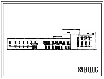 Фасады Типовой проект 263-12-17-215 Сельский дом культуры (со стенами из крупных легкобетонных блоков) с залом на 300 мест и административными помещениями.