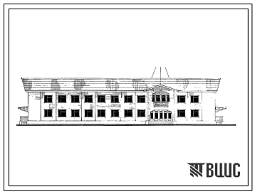 Фасады Типовой проект 266-21-14 Административное здание (брусчатое). Тип 2 для поселка на 2тыс. жителей.
