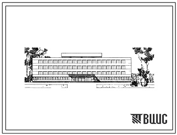 Фасады Шифр Т-74-274 Универсальное административное здание в каркасно-панельных конструкциях ИИ-04 на 400 сотрудников (технический проект).