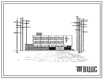 Фасады Типовой проект 261-20-66 Административное здание для поселков на 2000 жителей (со стенами из газосиликатных панелей). Для строительства во II климатическом районе Белорусской ССР.