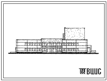 Фасады Типовой проект 262-16-1 Здание культурно-административного назначения. Комплекс зданий общественного центра поселка на 3500 жителей.