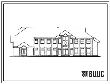 Фасады Типовой проект 264-21-49.13.87 Административное здание исполнительного комитета апилинкового (сельского) Совета с отделением связи и сберегательной кассой. Для Литовской ССР