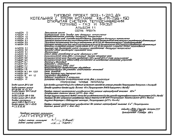 Состав Типовой проект 903-1-210.84 Котельная с 3 котлами КВ-ГМ-7,56-150. Закрытая система теплоснабжения. Топливо – газ и мазут