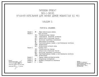 Состав Типовой проект 903-1-310.95 Крышная котельная для жилых домов мощностью 0,5 МВт. (Топливо - газ). Котлы ТА-250. Здание в блочно-модульном исполнении