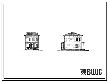 Фасады Типовой проект 411-1-82 Дом лесничего с квартирой в двух уровнях. Стены брусчатые